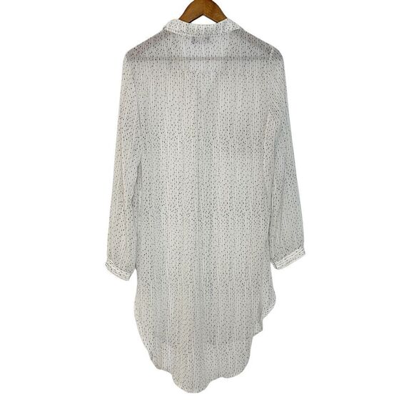 ASTR Button Down Top White Print Tunic Size Medium - Picture 4 of 13